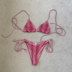 Triangl VINCA - ALINA PINK CROCHET TRIANGLE BIKINI SET